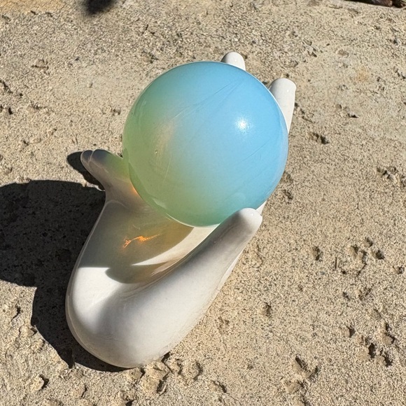 Opalite Sphere w/ Ceramic Hand Holder - Picture 2 of 5